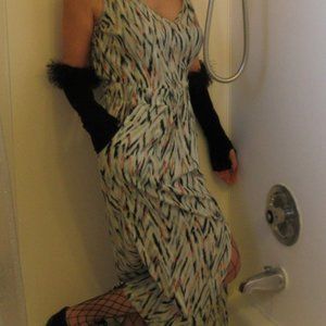 Warehouse Sleeveless Cotton Slimming Abstract Print Dress, size 14